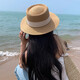 Oein Strohhut Frauen französischer flacher Top Strohhut Frauen großer Kopfflügel Flat Bim Beach Urlaub