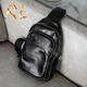 Goldwini RL2025 Nuevo bolso de pecho para hombres Capa de cuero de cuero un solo hombro Cosco de cofre de gama de goma de alta mar mochila para hombres negros