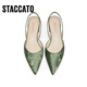 Las nuevas sandalias elegantes de Sijiatu zapatos planos de la boca poco profunda zapatos individuales sandalias de mujeres S5024CH4 Arabes Green 36