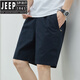 JEEP SPIRIT summer shorts men's solid color casual pants outside wearing men's loose simple five-point pants men's pants 9215 navy blue M