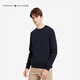 TOMMY HILFIGER осенне-зимний мужской однотонный модный повседневный простой двусторонний трикотаж пуловер азиатской версии с круглым вырезом темно-синий DW5 M (рекомендуемый вес 135-150Jin Jin равен 0,5 кг)