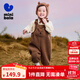 Mini Bala overalls, new winter double-sided velvet pants for boys and girls, warm styling trousers, dark coffee 50941 90