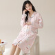 红腾（HONGTENG）碎花长裙月子服可外穿睡衣孕妇产前带胸垫公主风 11991：粉桃柔眠带胸垫开衫月子服 3XL （170-178cm，160-180斤）