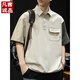 Vancl Eslite Kurzarm Shirt Herren 2025 neuer elastischer schneller trockener Mountain Outdoor Freizeit Japanisches Polo-Hemd Herren-T-Shirt Z838 Aprikose M geeignet für 115-130jin [Jin entspricht 0,5 kg]