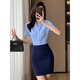 璐依雅涵酒店前台工作服女衬衫白色短袖面试套装空姐制服职业气质白衬衣 KSL-693D白色衬衫(暗门襟) 方领 M