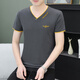 Playboy (Playboy) T-shirt à manches courtes pour hommes à manches courtes en V pur Coton en V Fense à moitié à manches minces à manches décontractées