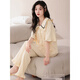 Zhulu Pajamás de pantalones de manga corta para mujeres en primavera y verano del algodón del algodón puro delgada cárdigan dulce ropa del hogar lyca