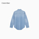 Calvin KleinJeans Spring and Autumn Women's American Trendy Retro Casual ck Light Blue Washed Cotton Loose Denim Shirt 346-denim light blue S