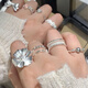 Ring women's design niche, no fading, pearls, silver, open light luxury jewelry wholesale retro ring J3893