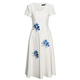 ROEYSHOUSE new Chinese style embroidered dress for women 2025 summer new elegant round neck large hem skirt 12156 off white S