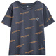 Gulan Dili Damen großer Kurzarm-High-End-Frauen modische Fettmm Bauchbauchabdeckung Bauch T-Shirt 2025 Sommer 200jin [Jin entspricht 0,5 kg] Lose 6627 Blau M 80-95jin [Jin gleich 0,5 kg]