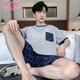 Modal Men's Pajamas 2025 Summer New Short Sleeve Thin Comfortable Breathable Loose Large Size Home Clothing Set Can Be Wear Outside HD9928 L