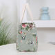 Canvas bag, thickened and sturdy handbag, portable zipper for going out, portable aluminum foil insulation layer, lunch box bag, lunch bag, green flower handbag + thermal insulation