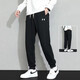 Under Armor sweatpants men's spring and autumn trousers loose large size casual leggings pure cotton zipper pocket sweatpants black XL recommended 115-135 Jin Jin equals 0.5 kg