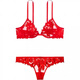 Victoria's Secret Victoria's Secret V-shaped solid color comfortable fixed double shoulder strap bra low-waisted thong underwear Zodiac year underwear set suit (red) M 36B+(80B+M)