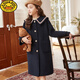 
G.DUCKKIDS girls woolen coat autumn and winter children's woolen coat medium-length college style new fashionable girls children's clothing girl navy blue cotton size 160 size height 150-155cm 12-13 years old