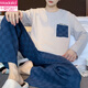 
Modal men's pajamas spring and autumn 2025 new cotton long-sleeved trousers large size casual home clothes autumn and winter QZ9923 L [Suggested 120-140Jin [Jin equals 0.5 kg]]