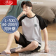 Langsha 100 Baumwoll-Herren-Pyjama für Männer im Sommer kurzärmelig reine Baumwolle dünn plus Fett Plus Größe Loose Herren Home Clothing Anzug HD9926 Kurzärärmig Anzug Männer L.