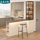 JPHZNB customized kitchen middle island table living room bar partition cabinet dining side cabinet dining table integrated wine cabinet storage cabinet 9G374 style 11 (with light without lift socket) 1478*60