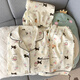 Ji Yafu Crayon Xiaoxin Sommer dreiteiliger Pyjama-Frauen-Kurzarm-Langhose dünne Ins Stil Sommer Baumwollgarn Home Kleidung Yunduo Cotton-J9901# Paradise Welpe Drei-Keugel-Set M [vorgeschlagen 75-100jin [Jin gleich 0,5 kg]]]
