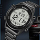 Shinuoke Stahlgürtel Sport Elektronische Uhr wasserdichte Multifunktion mit großer Leuchtschriften Mode -Modedesign zweiter Wecker 9858 Schwarz