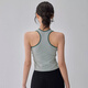 Bright dipped yoga bra with chest pads, fashionable contrasting color sleeveless sports top, professional Pilates running fitness vest, Jade Gray M