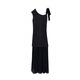 Innen und Außen 2025 Französisch Französisch Einfache One-Shoulder-Kragen-Bow geschnittene Chiffon-Kleid 13897 Schwarz Aprikose L.
