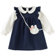 David Bella (Dave/Bella) Strickkleid für Kinder 2025 Mädchen Herbst Kleidung neuer gefälschter zweiteiliger Rock für Mädchen Baby Kleidung Little Prinzessin Rock Marine Blau [Spot] 100 cm (Empfohlene Höhe 90-100 cm)