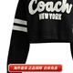 Coach (Coach) SS24 Logo bestickt mit dem runden Nackenpullover kurzer langärmeliger Pullover für Frauen schwarz schwarz m