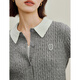 
Inman College style contrasting lapel cork knit cardigan 2025 autumn women's new long-sleeved sweater gray M