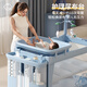 Trimigo（泰美高）婴儿床多功能折叠拼接大床新生儿床带尿布台围栏床游戏婴儿摇摇床 芽屿·天空蓝 婴儿摇床拼接移动折叠新生儿床