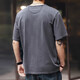 Jeep Spirit Jeep Camiseta de alta gama Retro Camiseta de manga corta Camiseta de algodón de algodón suelto de algodón suelto Henry Henry Collar Camiseta Gris XL Adecuado para 160-180Jin [Jin equivale a 0.5 kg]