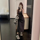 荣西图（RONGXITU）夏季法式针织吊带裙灰色无袖魅惑连衣裙 HMJ695-灰色 均码