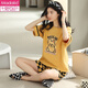 Modal Summer El juego de pijamas a cuadros de algodón de algodón de manga corta para mujeres se puede usar ropa de hogar de estilo coreano de algodón puro dulce de verano se puede usar fuera de Y9859 m (recomendado 75-95Jin [Jin es igual a 0.5 kg])