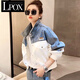 LPOX jacket denim jacket for women 2025 spring and autumn new style spliced embroidered contrasting color versatile denim jacket for women 9926# picture style [Blue] S [Suggested 80--100Jin [Jin equals 0.5 kg]]