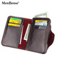 AIOSC men's wallet high-end light luxury short retro large capacity multi-card magnetic buckle three-fold zipper wallet coin bag black - high-end