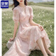 Vestido floral Romon Pink For Women Gentle Style Break French French Beautiful First Love Temperament que abraza a la cintura de hadas Pink M Recomendado 95-115Jin [Jin es igual a 0.5 kg]