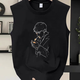 Camiseta American Fashion Sleeveless Men Ins Summer Trendy Loose Chals Loose Boys Sports and Casual Vest Camiseta Top White 4xl recomendado para usar dentro de 160-180 Jin [Jin equivale a 0.5 kg]