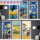 
CLCEY Van Gogh’s starry sky oil painting famous door sticker renovated self-adhesive whole dormitory wall decorative glass wardrobe door sticker MT-3294 white background glue 0cm*0cm
