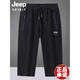 吉普（JEEP）美国正品夏季纯棉短裤男士薄款运动七分裤宽松大码休闲五分中裤子 官方旗舰6169黑色束口七分裤 M 建议90-115斤