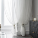 Window screen finished white gauze bay window bedroom living room light-transmitting simple curtain gauze curtain gauze curtain ultra-light moon shadow white hanging hook style (light-transmitting) width 2 height 2.1 (with accessories)