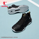 Jordan Qiaodan Herrenschuhe Basketballschuhe City Herbst Herbst Neue Leder Gesichtsgesichts-resistenter schockabsorbierender Turnschuhe schwarz 42