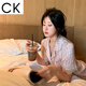 CK lace striped ice silk pajamas for women ins spring and summer ins windy home clothes can be worn outside LW-9214 [fabric] M [recommended 80-100Jin [Jin equals 0.5 kg]]