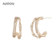 AJIDOU Ajidou earrings, the same style in offline malls, Bamboo Wishes series, fashionable double-layered bamboo zircon earrings, versatile