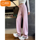 Cotton American Enge Version Straight Casual Hosen für Frauen 2025 Neue Frühlings- und Herbst-kleine Mode-Bananen-Sport-Joggingpants 212 Thread White [regelmäßig hohe Qualität 27,5] L 100-120jin [Jin ist 0,5 kg]