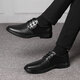 Yierkang sandalias masculinas negocios para hombres uso formal de cuero genuino hueco transpirable negros naipes de boda de boda 12357 cuatro temporadas negras 43