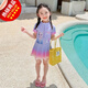 G.duck Little Yellow Duck Children's New 2025 Summer Girls Quick-Drying Sunscreen Internet Celebrity One-piece Swimsuit Seaside Baby Girl Thin Purple 90