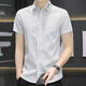 Hualin Fashion Summer Striped Kurzärmel-Hemd Koreaner lässig und vielseitig gutaussehend halbärmelig Hemd Unterwäsche 844 Khaki XL 120-135 Jin [Jin ist gleich 0,5 kg] tragen