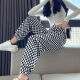 
RONGXITU Lauaird large size slim sports pants for women loose casual foot 2025 spring and summer style spring and autumn style checkerboard XL 12140Jin [Jin equals 0.5 kg]