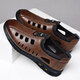 
Summer hollow mesh eyelid sandals men's breathable casual shoes hole shoes soft bottom business casual leather shoes men's sandals [TY-618] hollow leather shoes - brown 41